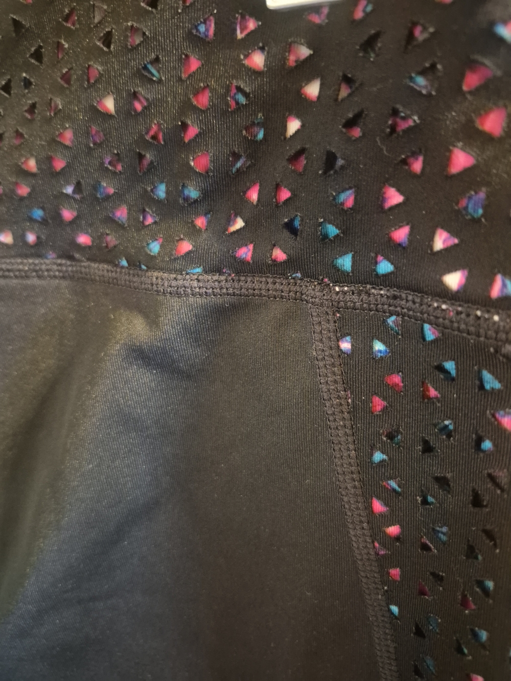 Women's High-Waist Black Capri Leggings with Pink Accent - Picture 5 of 5